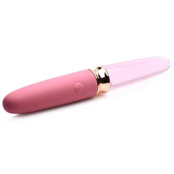 Prisms Erotic Glass 10X Rosé Dual Ended Smooth Silicone and Glass Rechargeable Vibrator - Extreme Toyz Singapore - https://extremetoyz.com.sg - Sex Toys and Lingerie Online Store