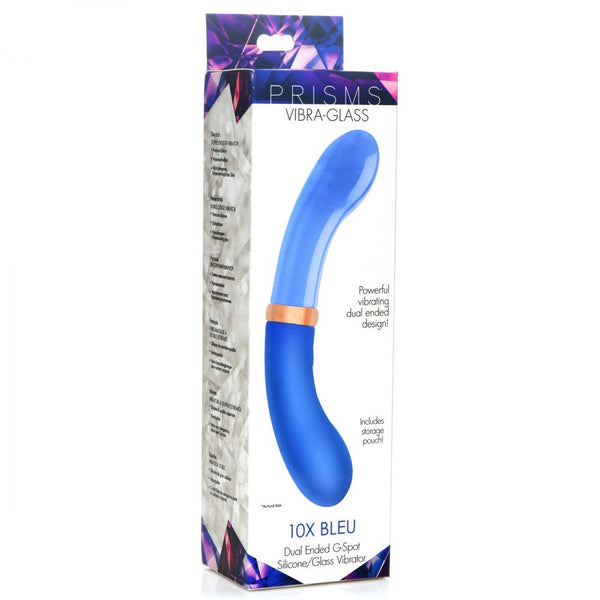 Prisms Erotic Glass 10X Bleu Dual Ended G-Spot Silicone and Glass Rechargeable Vibrator - Extreme Toyz Singapore - https://extremetoyz.com.sg - Sex Toys and Lingerie Online Store