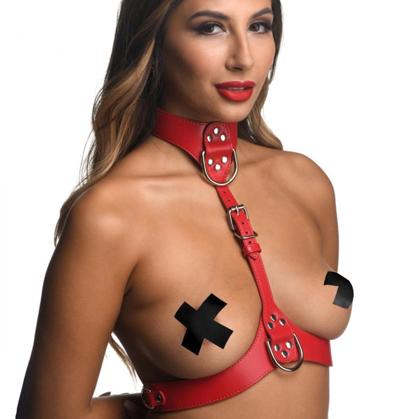 STRICT Red Female Chest Harness (2 Sizes Available) - Extreme Toyz Singapore - https://extremetoyz.com.sg - Sex Toys and Lingerie Online Store