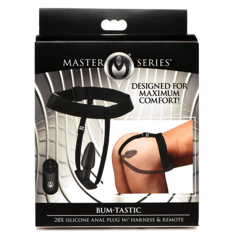 Master Series Bum-Tastic 28X Rechargeable Silicone Anal Plug with Comfort Harness and Remote Control - Extreme Toyz Singapore - https://extremetoyz.com.sg - Sex Toys and Lingerie Online Store
