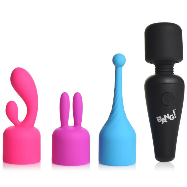 Bang! 10X Rechargeable Mini Wand with 3 Attachments - Extreme Toyz Singapore - https://extremetoyz.com.sg - Sex Toys and Lingerie Online Store