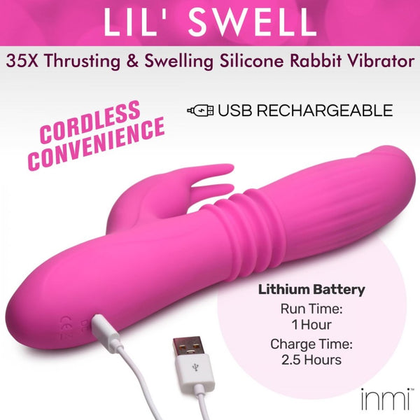 Inmi 35X Lil Swell Thrusting and Swelling Rechargeable Silicone Rabbit Vibrator - Extreme Toyz Singapore - https://extremetoyz.com.sg - Sex Toys and Lingerie Online Store