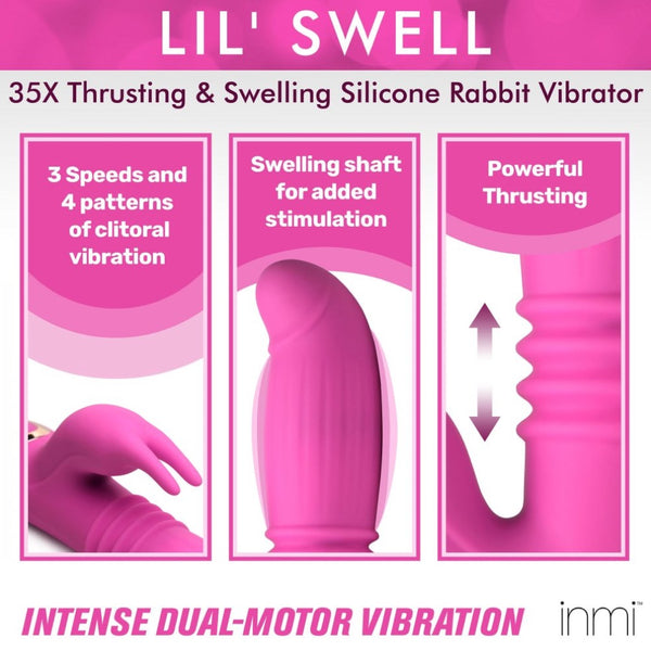 Inmi 35X Lil Swell Thrusting and Swelling Rechargeable Silicone Rabbit Vibrator - Extreme Toyz Singapore - https://extremetoyz.com.sg - Sex Toys and Lingerie Online Store