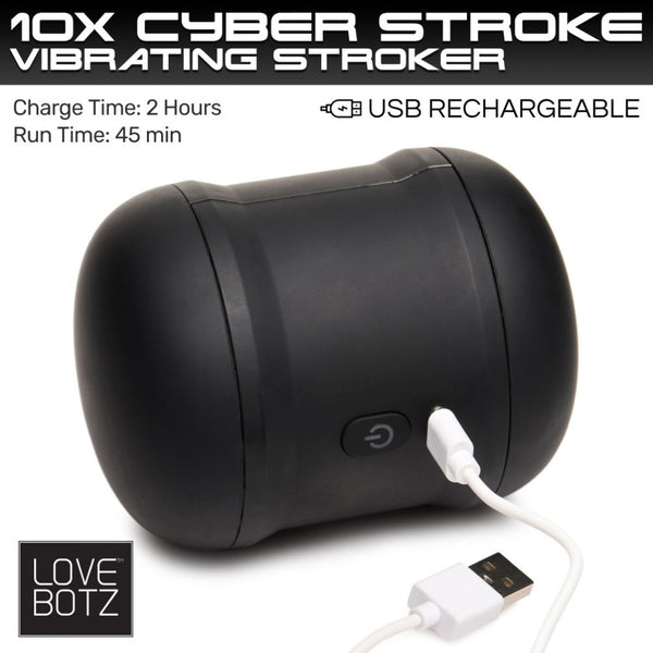 LoveBotz 10X Cyber Stroke Vibrating Rechargeable Masturbator - Extreme Toyz Singapore - https://extremetoyz.com.sg - Sex Toys and Lingerie Online Store