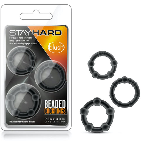 Blush Novelties Stay Hard Beaded Cock Rings - Black - Extreme Toyz Singapore - https://extremetoyz.com.sg - Sex Toys and Lingerie Online Store - Bondage Gear / Vibrators / Electrosex Toys / Wireless Remote Control Vibes / Sexy Lingerie and Role Play / BDSM / Dungeon Furnitures / Dildos and Strap Ons &nbsp;/ Anal and Prostate Massagers / Anal Douche and Cleaning Aide / Delay Sprays and Gels / Lubricants and more...