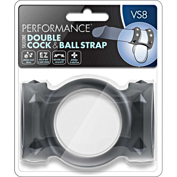 Performance - VS8 - Silicone Double Cock & Ball Strap - Black