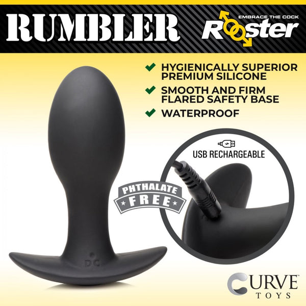 Curve Novelties Rooster Rumbler Vibrating Silicone Butt Plug - Large - Extreme Toyz Singapore - https://extremetoyz.com.sg - Sex Toys and Lingerie Online Store