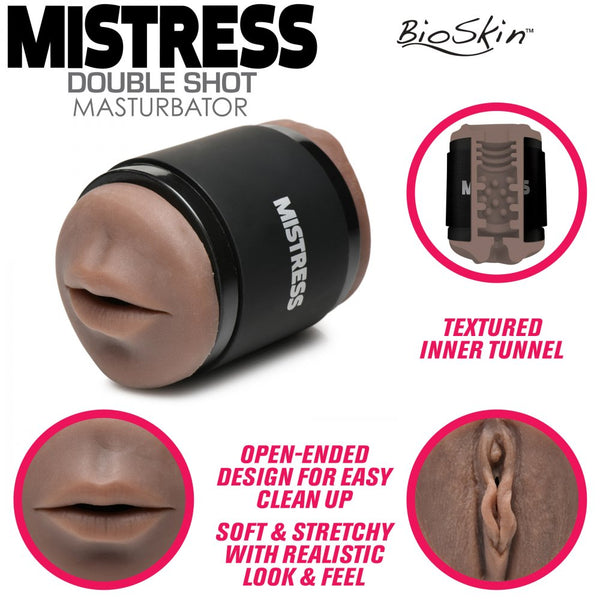 Curve Novelties Mistress Double Shot Mouth and Pussy Stroker - Dark - Extreme Toyz Singapore - https://extremetoyz.com.sg - Sex Toys and Lingerie Online Store