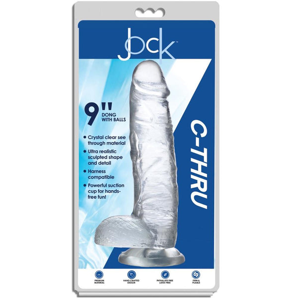 Curve Novelties Jock C-Thru Dildo with Balls - 9" - Extreme Toyz Singapore - https://extremetoyz.com.sg - Sex Toys and Lingerie Online Store