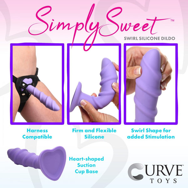 Curve Novelties Simply Sweet 7" Swirl Silicone Dildo - Extreme Toyz Singapore - https://extremetoyz.com.sg - Sex Toys and Lingerie Online Store