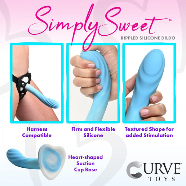 Curve Novelties Simply Sweet 7" Rippled Silicone Dildo - Extreme Toyz Singapore - https://extremetoyz.com.sg - Sex Toys and Lingerie Online Store