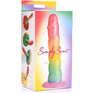 Curve Novelties Simply Sweet 6.5" Swirl Rainbow Silicone Dildo - Extreme Toyz Singapore - https://extremetoyz.com.sg - Sex Toys and Lingerie Online Store