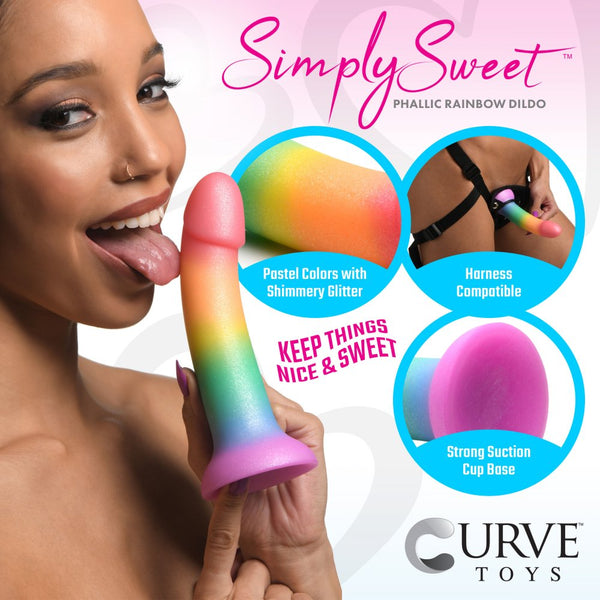 Curve Novelties Simply Sweet 6.5" Rainbow Silicone Dildo - Extreme Toyz Singapore - https://extremetoyz.com.sg - Sex Toys and Lingerie Online Store