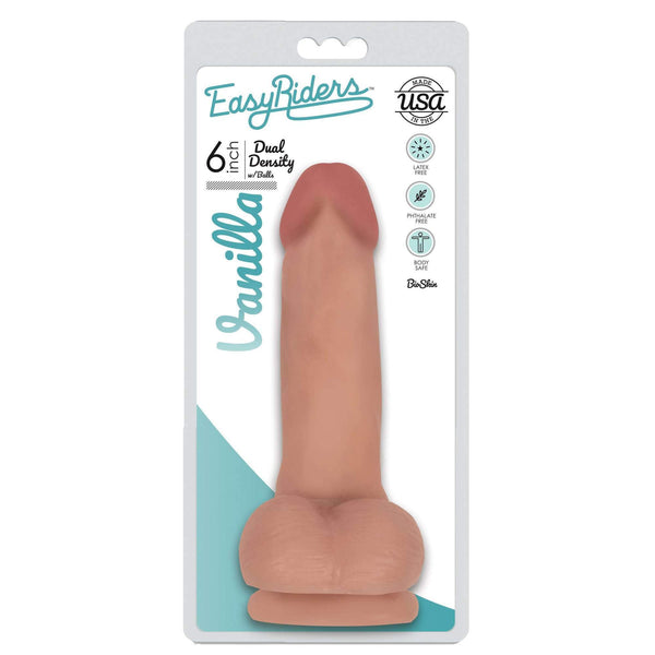 Curve Novelties Easy Riders 6" Dual Density Bioskin Dildo with Balls (2 Colours) - Extreme Toyz Singapore - https://extremetoyz.com.sg - Sex Toys and Lingerie Online Store - Bondage Gear / Vibrators / Electrosex Toys / Wireless Remote Control Vibes / Sexy Lingerie and Role Play / BDSM / Dungeon Furnitures / Dildos and Strap Ons  / Anal and Prostate Massagers / Anal Douche and Cleaning Aide / Delay Sprays and Gels / Lubricants and more...