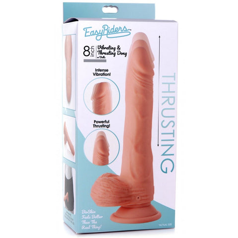 Curve Novelties Easy Riders Thrusting and Vibrating 8" Dildo - Light - Extreme Toyz Singapore - https://extremetoyz.com.sg - Sex Toys and Lingerie Online Store