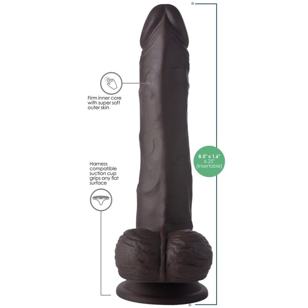 Curve Novelties Easy Riders Thrusting and Vibrating 8" Dildo - Dark - Extreme Toyz Singapore - https://extremetoyz.com.sg - Sex Toys and Lingerie Online Store