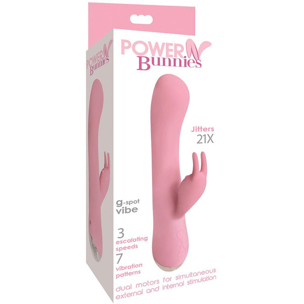 Curve Novelties Power Bunnies Jitters 21X Rechargeable Silicone G-Spot Rabbit Vibrator - Extreme Toyz Singapore - https://extremetoyz.com.sg - Sex Toys and Lingerie Online Store