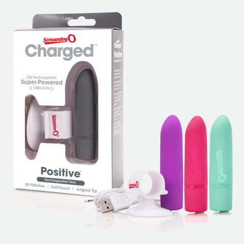 Screaming O Charged Positive Rechargeable Vibe (4 Colours Available) - Extreme Toyz Singapore - https://extremetoyz.com.sg - Sex Toys and Lingerie Online Store - Bondage Gear / Vibrators / Electrosex Toys / Wireless Remote Control Vibes / Sexy Lingerie and Role Play / BDSM / Dungeon Furnitures / Dildos and Strap Ons  / Anal and Prostate Massagers / Anal Douche and Cleaning Aide / Delay Sprays and Gels / Lubricants and more...