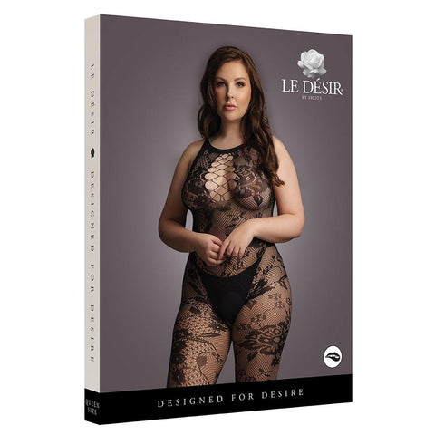 Shots America Le Desir Criss Cross Neck Bodystocking (Queen Size) - Extreme Toyz Singapore - https://extremetoyz.com.sg - Sex Toys and Lingerie Online Store