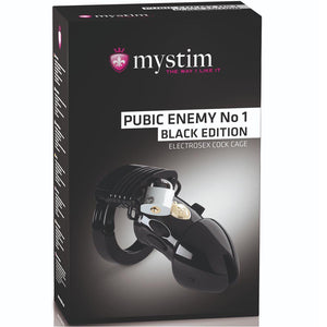 mystim Pubic Enemy No 1 Black Edition E-Stim Chastity Cock Cage - Extreme Toyz Singapore - https://extremetoyz.com.sg - Sex Toys and Lingerie Online Store