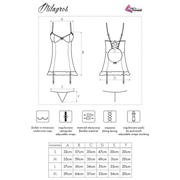 LivCo Corsetti Lingerie Milagros Chemise And Thong Suspender Set (4 Sizes Available) - Extreme Toyz Singapore - https://extremetoyz.com.sg - Sex Toys and Lingerie Online Store