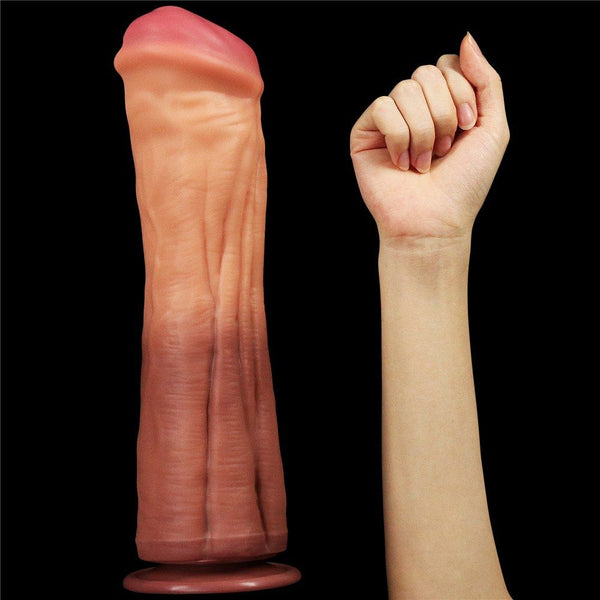 LoveToy 12'' Dual layered Platinum Silicone Cock Realistic Dildo - Extreme Toyz Singapore - https://extremetoyz.com.sg - Sex Toys and Lingerie Online Store