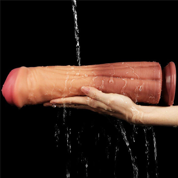 LoveToy 12'' Dual layered Platinum Silicone Cock Realistic Dildo - Extreme Toyz Singapore - https://extremetoyz.com.sg - Sex Toys and Lingerie Online Store