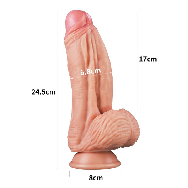 LoveToy 10'' Dual layered Platinum Silicone Cock Realistic Dildo - Extreme Toyz Singapore - https://extremetoyz.com.sg - Sex Toys and Lingerie Online Store