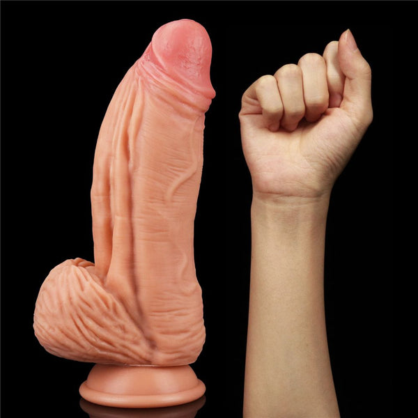 LoveToy 10'' Dual layered Platinum Silicone Cock Realistic Dildo - Extreme Toyz Singapore - https://extremetoyz.com.sg - Sex Toys and Lingerie Online Store