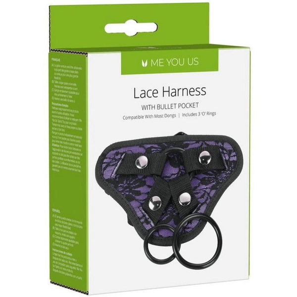 Me You Us Lace Harness With Bullet Pocket & 3 Rings - Extreme Toyz Singapore - https://extremetoyz.com.sg - Sex Toys and Lingerie Online Store