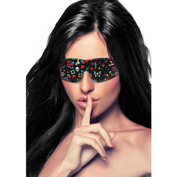 Shots America Ouch! Printed Eye Mask - Old School Tattoo Style - Extreme Toyz Singapore - https://extremetoyz.com.sg - Sex Toys and Lingerie Online Store