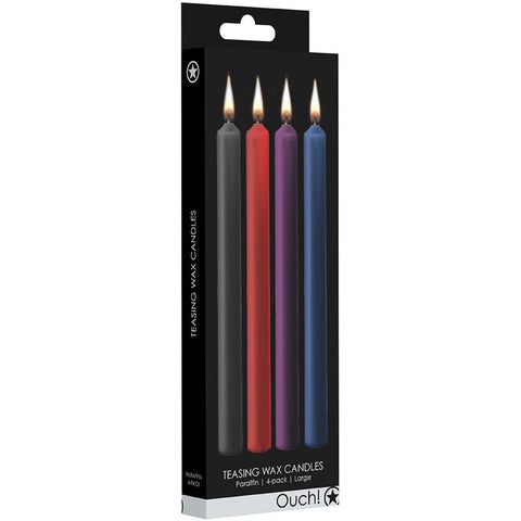 Shots America Ouch! Teasing Wax Candles Mixed Colours 4-Pack - Large - Extreme Toyz Singapore - https://extremetoyz.com.sg - Sex Toys and Lingerie Online Store