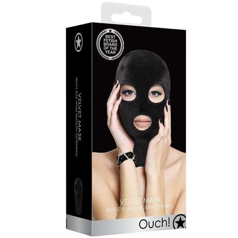Shots America Ouch! Velvet & Velcro Mask with Eye and Mouth Opening - Extreme Toyz Singapore - https://extremetoyz.com.sg - Sex Toys and Lingerie Online Store