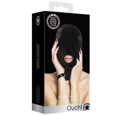 Shots America Ouch! Velvet & Velcro Mask with Mouth Opening - Extreme Toyz Singapore - https://extremetoyz.com.sg - Sex Toys and Lingerie Online Store