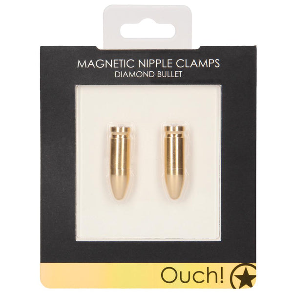 Shots America Magnetic Nipple Clamps Diamond Bullet - Gold - Extreme Toyz Singapore - https://extremetoyz.com.sg - Sex Toys and Lingerie Online Store