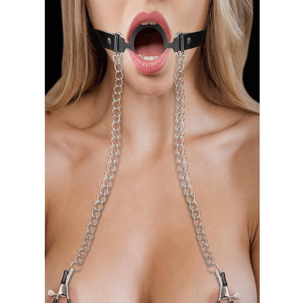 Shots America Ouch! O-Ring With Nipple Clamps - Extreme Toyz Singapore - https://extremetoyz.com.sg - Sex Toys and Lingerie Online Store