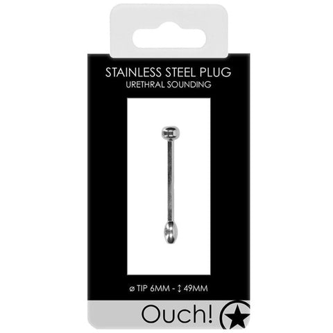 Shots America Ouch! Urethral Sounding Metal Plug - 6mm - Extreme Toyz Singapore - https://extremetoyz.com.sg - Sex Toys and Lingerie Online Store