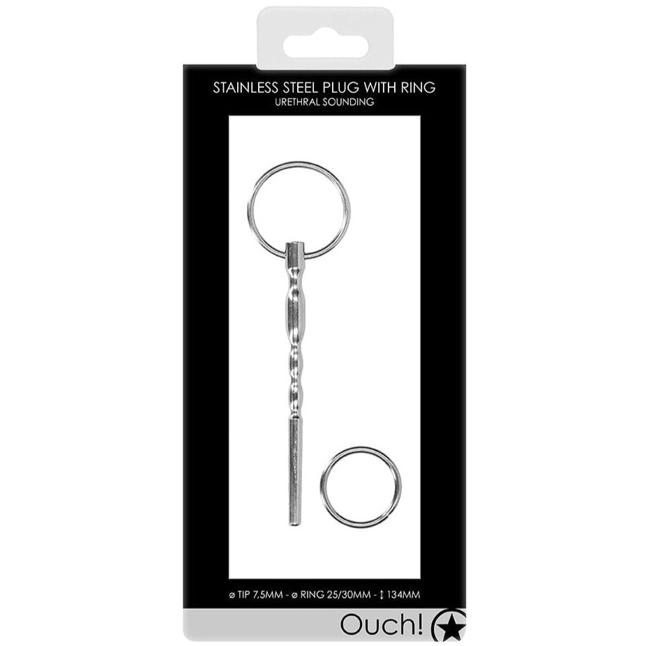 Shots America Ouch! Urethral Sounding Metal Plug with Ring - Extreme Toyz Singapore - https://extremetoyz.com.sg - Sex Toys and Lingerie Online Store