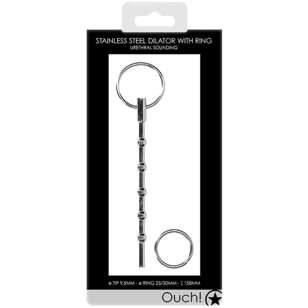 Shots America Ouch! Urethral Sounding Metal Dilator With Ring - Extreme Toyz Singapore - https://extremetoyz.com.sg - Sex Toys and Lingerie Online Store