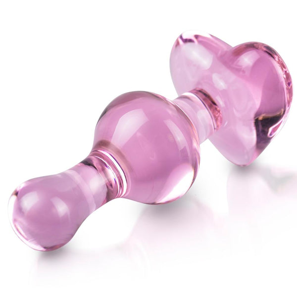 Pipedream Icicles No. 75 Pink Heart Glass Butt Plug - Extreme Toyz Singapore - https://extremetoyz.com.sg - Sex Toys and Lingerie Online Store