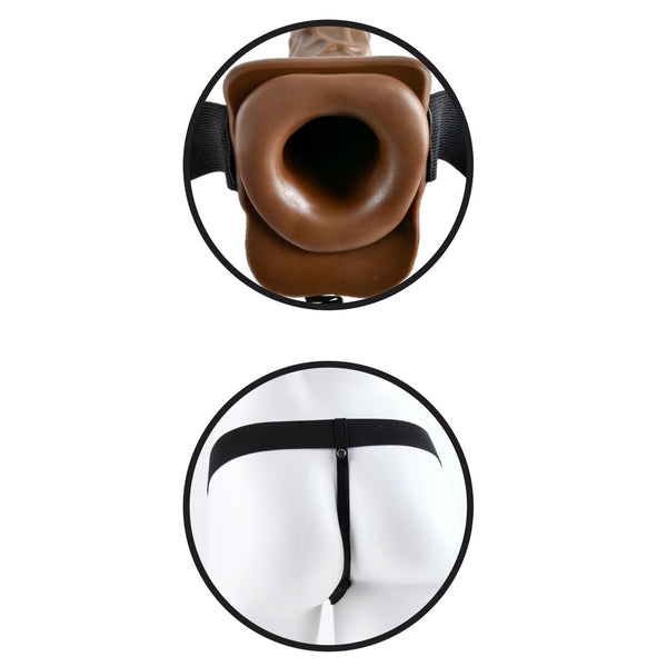 Pipedream Fetish Fantasy Series 7" Hollow Strap-On with Balls (Brown) - Extreme Toyz Singapore - https://extremetoyz.com.sg - Sex Toys and Lingerie Online Store