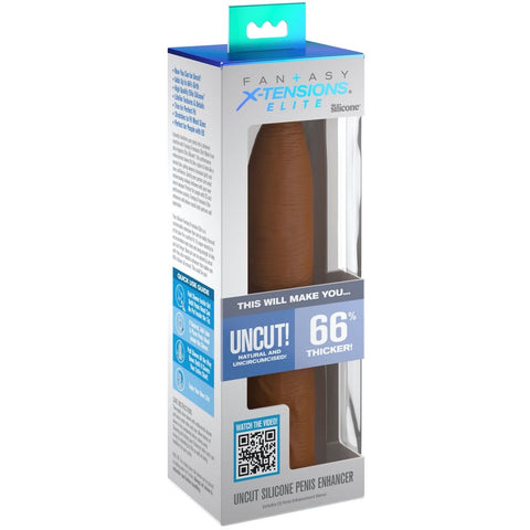 Pipedream Products Fantasy X-tensions Elite Uncut Silicone Penis Enhancer - Tan - Extreme Toyz Singapore - https://extremetoyz.com.sg - Sex Toys and Lingerie Online Store