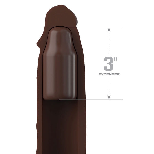 Pipedream Products Fantasy X-tensions Elite 3" Silicone X-tension with Strap - Brown - Extreme Toyz Singapore - https://extremetoyz.com.sg - Sex Toys and Lingerie Online Store