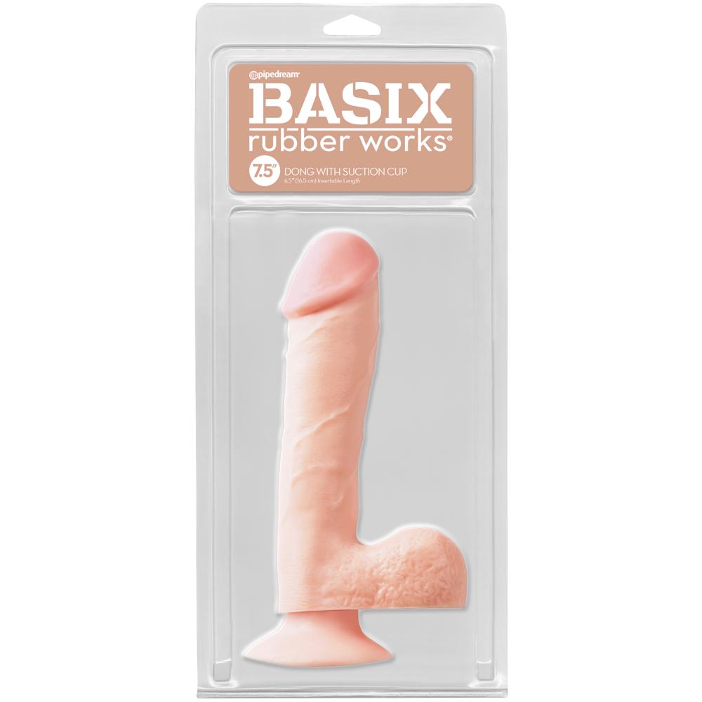 Pipedream Basix Rubber Works 7.5" Dong with Suction Cup - Light -  Extreme Toyz Singapore - https://extremetoyz.com.sg - Sex Toys and Lingerie Online Store