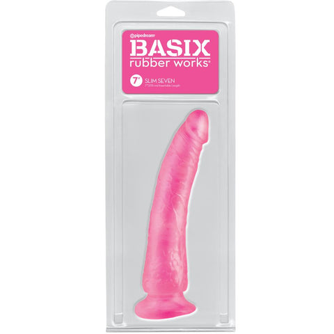 Pipedream Basix Rubber Works Slim Seven - Pink - Extreme Toyz Singapore - https://extremetoyz.com.sg - Sex Toys and Lingerie Online Store