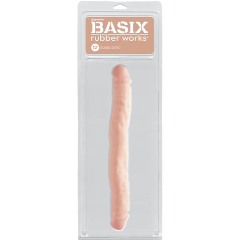 Pipedream Basix Rubber Works 12" Double Dong - Light - Extreme Toyz Singapore - https://extremetoyz.com.sg - Sex Toys and Lingerie Online Store