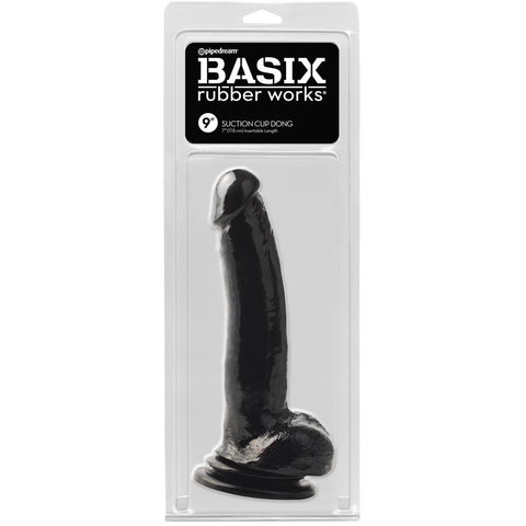 Pipedream Basix Rubber Works 9" Suction Cup Thicky - Black - Extreme Toyz Singapore - https://extremetoyz.com.sg - Sex Toys and Lingerie Online Store