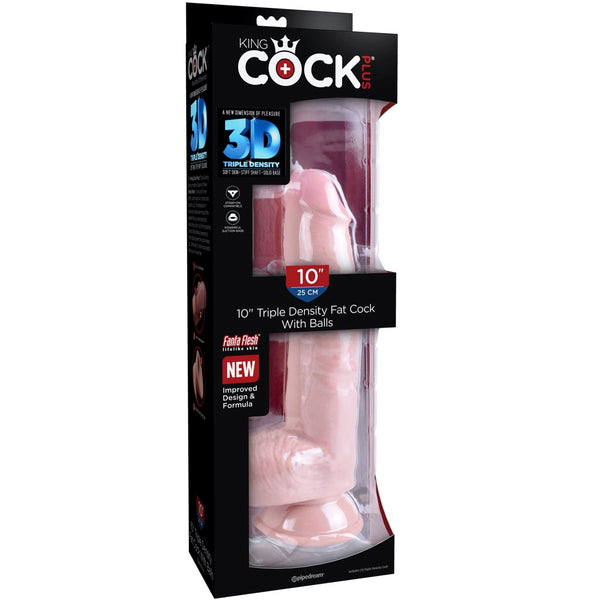 Pipedream King Cock Plus 10" Triple Density Fat Cock with Balls - Extreme Toyz Singapore - https://extremetoyz.com.sg - Sex Toys and Lingerie Online Store