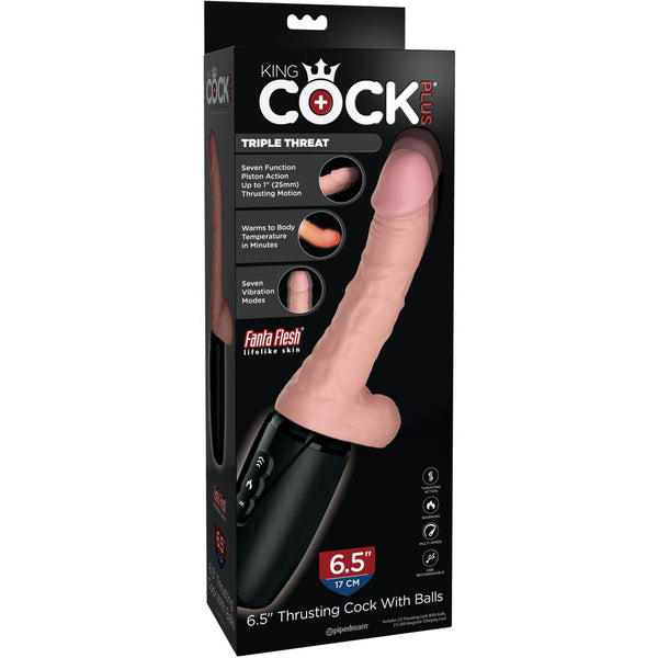 Pipedream King Cock Plus 6.5" Thrusting Cock with Balls - Light - Extreme Toyz Singapore - https://extremetoyz.com.sg - Sex Toys and Lingerie Online Store