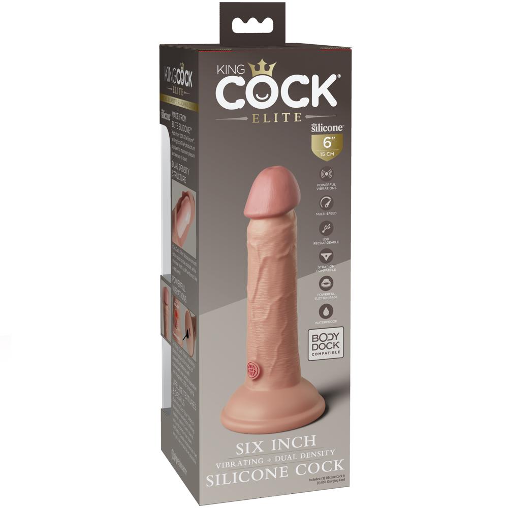 Pipedream Products King Cock Elite 6" Vibrating Silicone Dual Density Rechargeable Cock - Extreme Toyz Singapore - https://extremetoyz.com.sg - Sex Toys and Lingerie Online Store